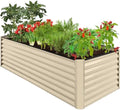 Best Choice Products 8x4x2ft Outdoor Metal Raised Garden Bed, Deep Root Planter Box for Vegetables, Herbs & Flowers, 478-Gallon Capacity, 100% Non Toxic Materials - Beige by BestChoiceProducts