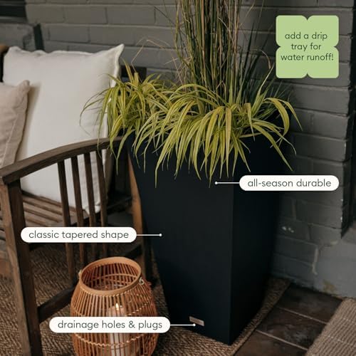Veradek Pure Series Taper Planter - Tall Tapered Outdoor Planter with Shelf - Image 7