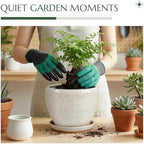 10.2 Inch Ceramic Planter with Saucer Leak-Proof Mesh &Drainage, Round Plant Pot with Gardening Gloves for Indoor Outdoor Plants - Image 6