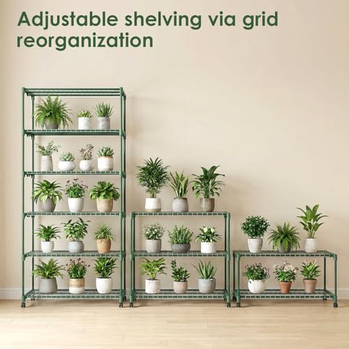 5 Tier Indoor Greenhouse with Grow Lights & Wheels & 2 Ventilation Windows , 36"x19"x70" Portable Green House Cabinet Kit with 5 Shelves Transparent PE Cover - Image 5