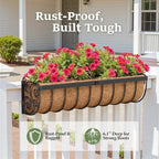 VOXOR Railing Planter Boxes, 24 Inch Window Boxes Planters, Balcony Planters with Adjustable Brackets & Coco Liner for Outdoor Fence, Deck, Porch, and Patio Gardening, 3 Pack - Image 4