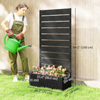 Outsunny Raised Garden Bed with Trellis, 28.25" x 15" x 59", Black - Image 7