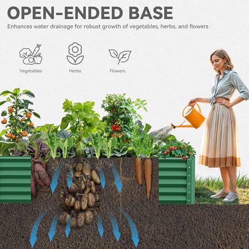 YITAHOME 72x36x18 in 2pcs Galvanized Raised Garden Bed Kit, Large Metal Planter Box with Gloves & Support Rod, Outdoor Flower Bed for Plants Vegetables, Green - Image 5