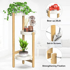 3 Tier Plant Stand Indoor, Tall Bamboo Corner Shelf for Multiple Plants - Image 2