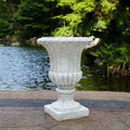 26" Antique White Large Urn Planter Outdoor – Pedestal Planters for Outdoor Plants, Classic Garden Urn Flower Pot for Front Porch, Patio or Indoor Display, Durable Magnesium Oxide Construction by Unknown