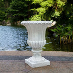 26" Antique White Large Urn Planter Outdoor – Pedestal Planters for Outdoor Plants, Classic Garden Urn Flower Pot for Front Porch, Patio or Indoor Display, Durable Magnesium Oxide Construction by Unknown