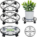 3 Packs 13.5" Metal Plant Caddy with Wheels Large Rolling Plant Stands Indoor Wheeled Plant Dolly Heavy-duty Planter Mover Roller Base Outdoor Plant Trolley Cart Water-proof, Plant Saucers on Wheels by Unknown
