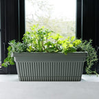 Bloem Amelia 18" Plastic Window Box Planter with Saucer Tray, Basil, 2-Pack - Image 6