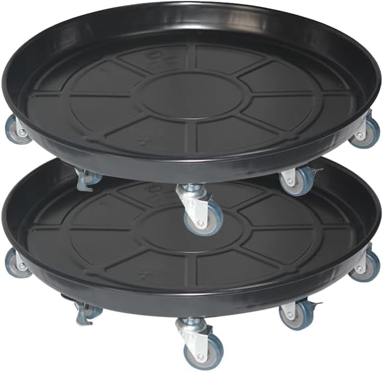 2 Pack 20" Heavy Duty Plant Dolly with Wheels, 380lbs Metal Rolling Plant Stand with Casters, Round Wheeled Planter Caddy Roller Base Carry Potted Tree Flower Pot for Indoor Outdoor Garden, Black by FLRISNTIG