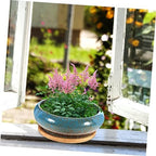 Ceramic Succulent Flower Pot Set with Saucer Vintage Glazed Planter for Indoor and Outdoor Use 2-Piece Decorative Container with Drainage Hole - Image 3
