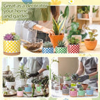 Threehoney 12 Pcs 3.14" Ceramic Succulent Pot with Drainage Hole, Plaid - Image 5