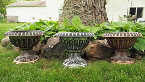 Ludu Fancy Urn Planter with Rustic Look (2 Count) Flowerpot for Indoor, Outdoor use with Wide Base for Garden Patio Office Ornaments Home Decor Long Lasting Reusable Lightweight (Silver-L) - Image 6