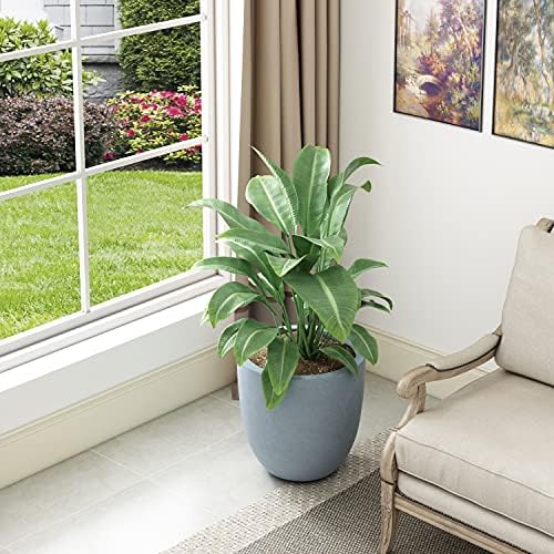 Kante Small Round Bowl Blue Gray Concrete Planter 10" Dia, Outdoor - Image 4