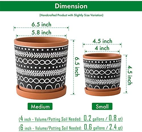 D'vine Dev 2-Pack Terracotta Pots, 4/6 in, Terra/Black, 31-958-D-2 - Image 3