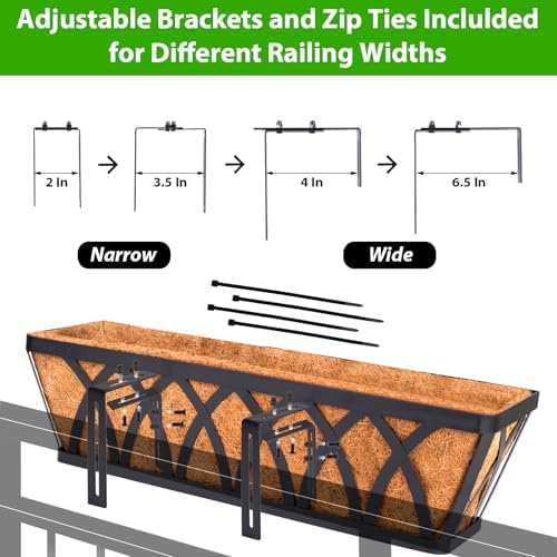 HKZ Deck Balcony Railing Planter Window Boxes - 2 Pack 30 Inch Planter Box, Balcony Planters Railing Hanging, Window Boxes Outdoor Fence Planters - Image 6