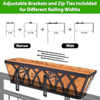 HKZ Deck Balcony Railing Planter Window Boxes - 2 Pack 30 Inch Planter Box, Balcony Planters Railing Hanging, Window Boxes Outdoor Fence Planters - Image 6