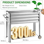 Land Guard 2 Pack Galvanized Raised Garden Bed with Legs & Wheels, 36×12×32in Metal Elevated Raised Planter Box for Backyard, Patio, Balcony, 300lb Capacity, Silver - Image 2