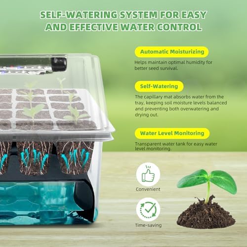 Seed Starter Tray with Grow Light, 2 Pack 120 Cells Seedling Tray Kit with 3-in-1 Soil Moisture Meter, Indoor Seedling Starter Tray for Plant Germination, Seeds Growing - Image 3