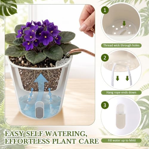 Ziliny 10 Pcs 4.92 Inch Self Watering Planters with Water Indicator - Image 3