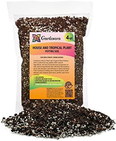 Gardenera Premium House Plant and Tropical Plant Potting Soil - Re-Potting Soil for All Types of Indoor House Plants - 4 Quart by Gardenera
