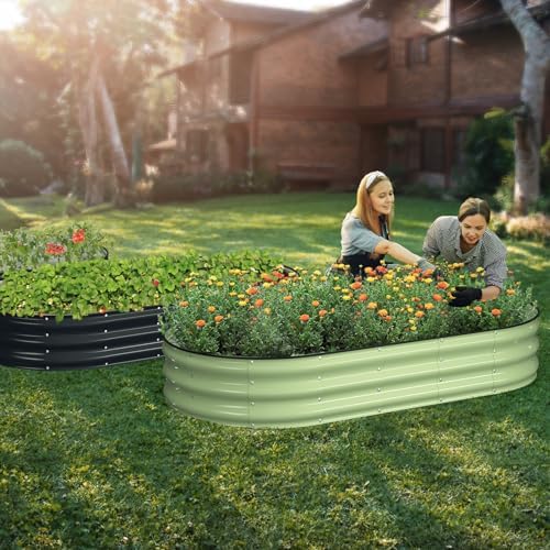 Winpull Raised Garden Bed Kit, 6x3x1 ft Galvanized Planter Box Outdoor with Safety Edging, Large Metal Raised Beds for Gardening Vegetables Flower Herb (Avocado Green) - Image 6