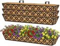 Y&M 36 Inch Window Deck Planter with Coco Liner, Metal Hanging Flower Boxes for Fence, Railing, Balcony, and Outdoor Garden Lawn – 4pcs by YM