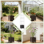 Raised Garden Bed Planter Box with Tomato Cage - Self-Watering Tomato Planters with Trellis for Climbing Plants Outdoor - Vertical Gardening Tomatoes Pot with Trellis Wheels for Vegetable Vine - Image 7