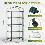 Indoor Greenhouse with Grow Lights & Wheels, 4 Tier Wire Shelf PVC Tent - Image 2