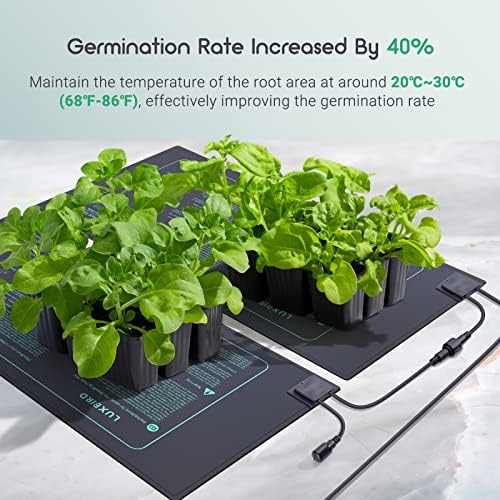 LUXBIRD 2 Pack Seedling Heat Mats with Digital Thermostat Controller, 10" x 20.75" 30W for Seed Starting, Germination, Hydroponics, Brewing, Breeding, Greenhouses (LB-HT02) - Image 3