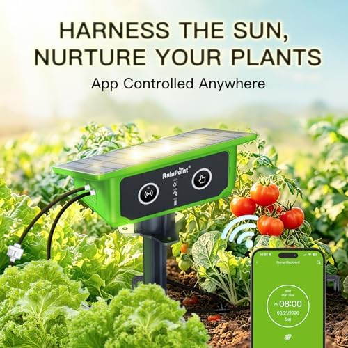 RainPoint WiFi Solar Drip Irrigation System, Smart Automatic Plant Watering Kit with App Control, Solar & USB-C, Tap-Free Watering System for Balcony, Backyard & Container Garden Plants, 10-15 Plants - Image 2