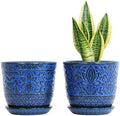Gepege Ceramic Plant Pots, 6 Inch Indoor Planters with Drainage & Saucers by Gepege