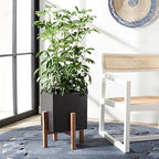 SAFAVIEH Outdoor Collection Borsla Natural/Black Concrete Planter - Image 2
