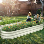 Winpull Raised Garden Bed Kit, 8x2x1 ft Galvanized Planter Box Outdoor, Oval Large Metal Raised Beds for Gardening Vegetables Flower Herb (Pearl White) - Image 6