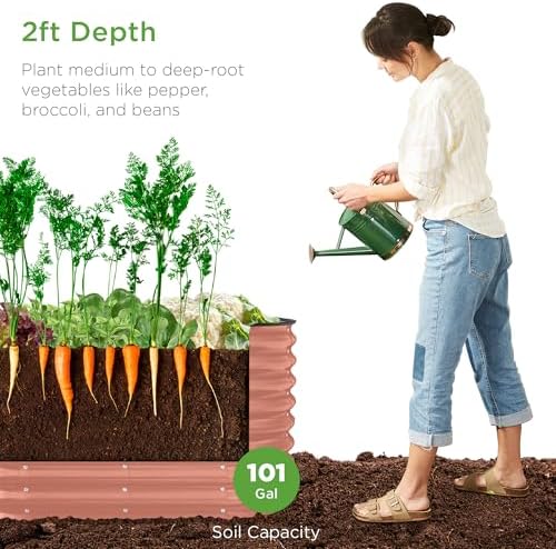 Best Choice Products 4x2x2ft Outdoor Metal Raised Garden Bed, Oval Deep Root Planter Box for Vegetables, Flowers, Herbs, and Succulents w/ 101 Gallon Capacity, Rubber Edge Guard - Terracotta - Image 2