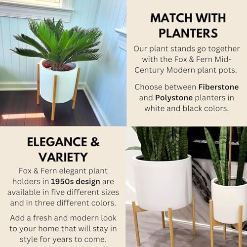 Fox & Fern Mid Century Plant Stands for Indoor Planters, Bamboo, 11.8 Inch - Image 4