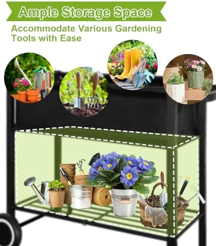 Raised Garden Bed with Legs Outdoor Elevated Planter Box with Wheel - Image 4