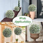 15.7 Inch Artificial Hanging Topiary Balls Set of 2, Faux Flower Balls for Garden Patio Wedding Valentine's Day Decor, Outdoor Indoor Hanging Decorations for Porch Front Door Party, White - Image 3