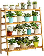 4 Tier Bamboo Plant Stand, Ladder Shelf Corner Flower Pots Holder for Indoor & Outdoor,Multiple Plant Display Rack for Balcony Garden Living Room (Size : 50x36x110cm) by Antourlamm
