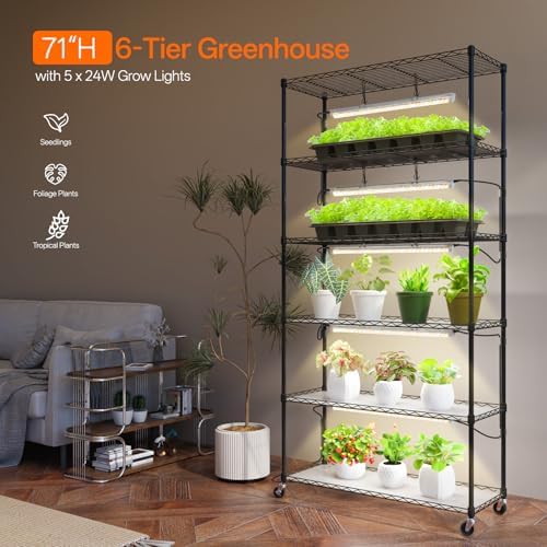 Bstrip 6-Tier Plant Shelf with Grow Light, 35.4x13.8x71in - Image 2