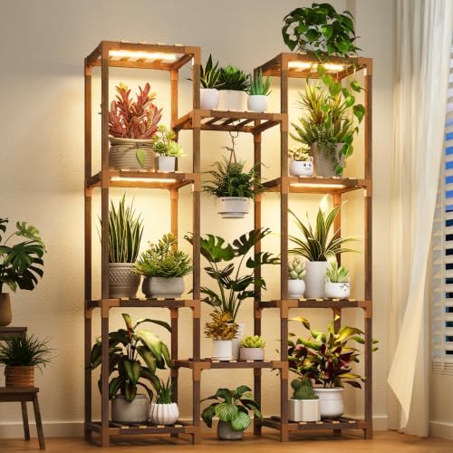 Uneedem Plant Stand Indoor Outdoor, 10 Tiered Plant Shelf Wood Plant Rack by Uneedem