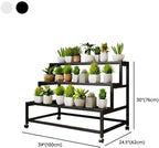 LAKIQ 3-Tiered Metal Plant Stand with Wheels Rolling Rectangle Plant Display Shelf Rack Indoor Outdoor Movable Flower Stand Shelf for Balcony Patio Garden (White, 39.4" L x 24" W x 30" H) - Image 5