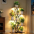 Plant Stand Indoor with Grow Lights - 5 Tiered Corner Plant Shelves (Brown) by EVAWOO