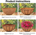 HKZ Hanging Basket Planter Plants Outdoor - 4 Pack 14 Inch Metal Hanging Planter with Coco Liners, Chain Hook Hanging Flower Pots for Indoor Outdoor Garden Porch Decoration - Image 5