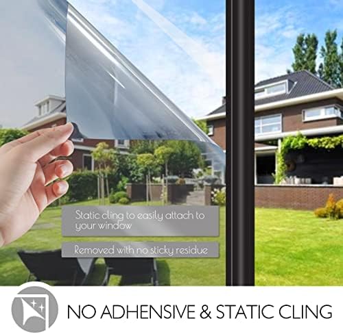 HIDBEA One Way Privacy Window Film,Heat Blocking, Silver,23.6in x 13.1ft - Image 5