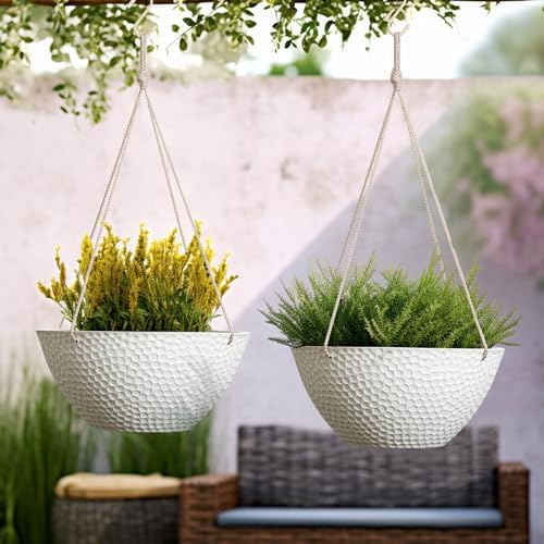 LA JOLIE MUSE Large Hanging Planters for Outdoor Plants, Set of 2 13.2 Inch - Image 5