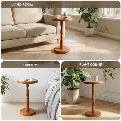 LAPTAIN JOLLYMER Round Drink Table Solid Wood Small Side Table - Image 4
