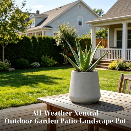 Kante Small Round Curved Pale Gray Concrete Planter 11.8" Dia, Outdoor - Image 6