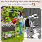 LDAILY Elevated Raised Garden Bed with Legs, Outdoor Planter Box with Storage Shelf & Drainage Gap for Vegetables, Flowers & Fruits, Heavy Duty Rattan Garden Planter for Yard, Patio & Balcony, Brown - Image 4