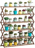 Plant Stand, Bamboo Flower Pot Display Rack Modern Flower Shelf Living Room Floor-Standing Multi-Layer Foldable Indoor Balcony Succulents Ladder Shelf,B-100 * 25 * 100cm by Unknown