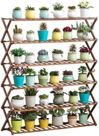Plant Stand, Bamboo Flower Pot Display Rack Modern Flower Shelf Living Room Floor-Standing Multi-Layer Foldable Indoor Balcony Succulents Ladder Shelf,B-100 * 25 * 100cm by Unknown